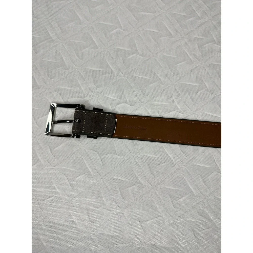 Johnston & Murphy Perfed Gray Suede Belt Size 34 Preppy Classic Office Business